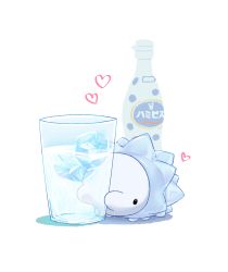 Rule 34 | bad id, bad pixiv id, black eyes, bottle, bug, calpis, creature, creatures (company), cup, game freak, gen 8 pokemon, heart, ice, ice cube, nintendo, pokemon, pokemon (creature), punico (punico poke), shadow, simple background, snom, solo, white background