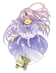 Rule 34 | .hack//, .hack//games, 1girl, aura, aura (.hack//), bandai, cropped jacket, cyber connect 2, izumi rei, long hair, multicolored hair, open mouth, outstretched arms, pink hair, purple hair, skirt, white background