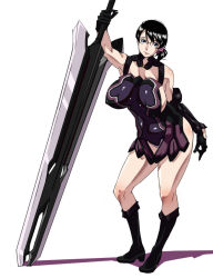Rule 34 | 00s, 1girl, black hair, breasts, cattleya (queen&#039;s blade), cattleya (queen's blade), glasses, huge breasts, huge weapon, mature female, md5 mismatch, queen&#039;s blade, resolution mismatch, simple background, solo, source smaller, sword, wankoro mochi, weapon, weapon merchant cattleya, white background