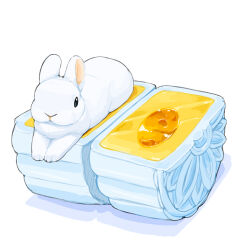 Rule 34 | animal, animal focus, food, lilac (p-f easy), mooncake, no humans, original, rabbit, simple background, white background, white fur, white rabbit (animal)