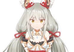 Rule 34 | 1girl, absurdres, animal ears, breasts, cat ears, chest jewel, detached sleeves, facial mark, highres, kageyasu, long hair, looking at viewer, low twintails, nia (blade) (xenoblade), nia (xenoblade), silver hair, small breasts, solo, spoilers, twintails, very long hair, xenoblade chronicles (series), xenoblade chronicles 2, yellow eyes