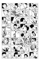 Rule 34 | 1boy, 1girl, banana, bed, blow-up, breasts, cigarette, comic, cum, fire, food, fruit, greyscale, hetero, kago shintarou, monochrome, nipples, nude, penis, sequential, sex, small breasts, text focus, what