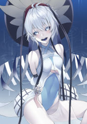 Rule 34 | 1girl, banned artist, black headwear, black sclera, breasts, colored sclera, colored skin, dress, fate/grand order, fate (series), kyoeiki, large hat, looking at viewer, open mouth, puffy sleeves, short hair, small breasts, smile, solo, van gogh (fate), white dress, white eyes, white hair, white skin