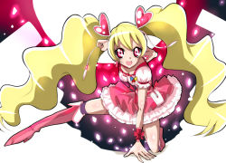 Rule 34 | 00s, 1girl, blonde hair, boots, bow, choker, cure peach, dress, earrings, eyelashes, fighting stance, fresh precure!, frilled dress, frills, hair ornament, haru (nature life), heart, heart hair ornament, jewelry, knee boots, kneehighs, long hair, looking at viewer, magical girl, md5 mismatch, momozono love, open mouth, pink bow, pink dress, pink eyes, pink footwear, precure, resolution mismatch, serious, socks, solo, source larger, twintails, wrist cuffs