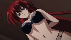 Rule 34 | 10s, animated, animated gif, bra, breasts, demon girl, high school dxd, long hair, nipples, panties, red hair, rias gremory, screencap, underwear, undressing
