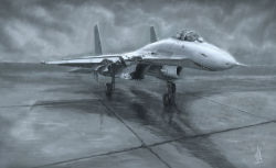 Rule 34 | ace combat, ace combat assault horizon, aircraft, airplane, airport, andrei markov, damaged, fighter jet, highres, jet, landing gear, military, military vehicle, no humans, nose art, pvtskwerl, rain, realistic, signature, su-35, vehicle focus