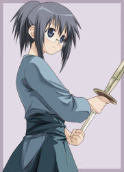 Rule 34 | 00s, bamboo blade, glasses, harada konatsu, shinai, solo, sword, takano natsuki, weapon