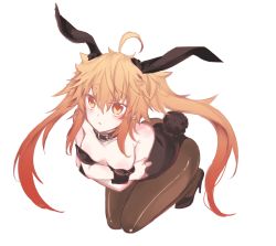 Rule 34 | 1girl, ahoge, animal ears, bare shoulders, blonde hair, breasts, playboy bunny, cleavage, collar, fate/grand order, fate (series), full body, kneeling, long hair, medium breasts, open mouth, pantyhose, shoes, sita (fate), solo, tail, twintails, yellow eyes