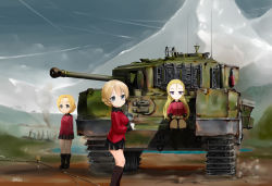 Rule 34 | 10s, arms behind back, assam (girls und panzer), bad id, bad pixiv id, black footwear, black ribbon, black skirt, blonde hair, blue eyes, boots, braid, churchill (tank), closed eyes, commentary, cup, darjeeling (girls und panzer), day, epaulettes, from side, girls und panzer, grey sky, hair pulled back, hair ribbon, holding, holding saucer, jacket, long sleeves, military, military uniform, military vehicle, miniskirt, motor vehicle, orange hair, orange pekoe (girls und panzer), outdoors, parted bangs, pleated skirt, red jacket, ribbon, saucer, shasu (lastochka), short hair, sitting, skirt, sky, smile, smoke, st. gloriana&#039;s military uniform, tank, teacup, twitter username, uniform