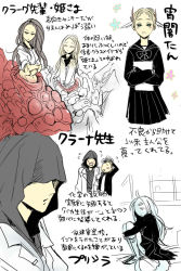 Rule 34 | 1boy, 5girls, arthropod girl, black dress, black hair, blonde hair, braid, chaos witch quelaag, crossed arms, dark souls (series), dark souls i, dress, dusk of oolacille, flower, from software, frown, hair ornament, hood, hugging own legs, insect girl, kimitty, kmitty, lab coat, long hair, long sleeves, looking at viewer, midriff, monster girl, multiple girls, priscilla the crossbreed, quelaag&#039;s sister, quelaan, quelana, quelana of izalith, red flower, red rose, rose, sailor dress, shouting, simple background, smile, socks, spider girl, sweat, translation request, very long hair, white background