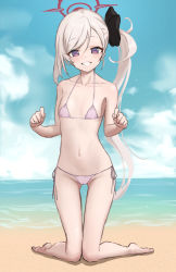 Rule 34 | beach, bikini, blue archive, highres, micro bikini, mogurii, mutsuki (blue archive), ocean, swimsuit