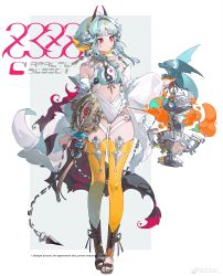 Rule 34 | 1girl, absurdres, aqua hair, arm at side, censer, closed mouth, dragon, flat chest, full body, hand up, highres, leotard, navel, original, red eyes, short hair with long locks, sidelocks, solo, standing, thighhighs, toeless footwear, weibo logo, weibo watermark, white leotard, yellow thighhighs, z3zz4