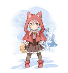 Rule 34 | &gt;:), 1girl, animal, animal ears, animal hood, bird, black pantyhose, blush, boots, bow, brown eyes, brown skirt, capelet, closed mouth, commentary request, fake animal ears, frilled skirt, frills, full body, hands on own hips, hood, hood up, hooded capelet, long hair, original, pantyhose, pink hair, pleated skirt, red bow, red capelet, shirt, skirt, smile, smug, snow, snowing, solo, standing, tail, translation request, tree, v-shaped eyebrows, wataame27, white shirt, wolf-chan (wataame27), wolf ears, wolf girl, wolf hood, wolf tail