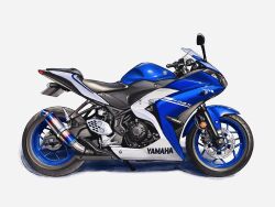 Rule 34 | absurdres, engine, from side, highres, k.tofu, motor vehicle, motorcycle, no humans, original, shadow, side-view mirror, vehicle focus, yamaha, yamaha yzf-r25