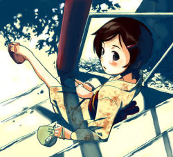Rule 34 | 1girl, hair ornament, hairclip, japanese clothes, original, outdoors, rato, sitting, sitting on stairs, solo, stairs