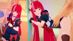 Rule 34 | 1boy, 1girl, 3d, against wall, animated, classroom, dress, heart, highres, hololive, hololive indonesia, kureiji ollie, long hair, olivia (kureiji ollie), red eyes, red hair, sex, sex from behind, video, virtual youtuber, wataamage, video