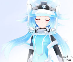 Rule 34 | 10s, 1girl, :3, armor, artist name, blanc (neptunia), blue hair, blush, bodysuit, breasts, cabbie hat, closed eyes, covered navel, dated, faulds, flipped hair, gorget, gradient background, hair ornament, hat, image sample, keenh, long hair, magical girl, neptune (series), next white, short hair with long locks, sidelocks, signature, small breasts, solo, upper body, watermark, web address, white heart (neptune)