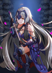 Rule 34 | 1girl, ahoge, armor, blonde hair, breasts, fate/grand order, fate (series), headpiece, jeanne d&#039;arc (fate), jeanne d&#039;arc alter (avenger) (fate), jeanne d&#039;arc alter (avenger) (third ascension) (fate), jeanne d&#039;arc alter (fate), large breasts, long hair, looking at viewer, petals, ruler (fate/grand order), smile, solo, sword, thighhighs, weapon, yellow eyes, zhanzheng zi