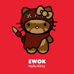 Rule 34 | cosplay, crossover, ewok, hello kitty, hello kitty (character), red background, sanrio, star wars, tagme