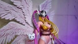 Rule 34 | angel, angel girl, angewomon, digimon, digimon (creature), digimon adventure, figure, head wings, long hair, mask, real life, wings, yukimibotamon