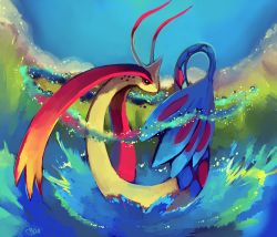 Rule 34 | absurdres, bad deviantart id, bad id, creature, creatures (company), full body, game freak, gen 3 pokemon, glitchedpuppet, highres, hydrokinesis, milotic, nintendo, no humans, pokemon, pokemon (creature), pokemon move, signature, solo, water