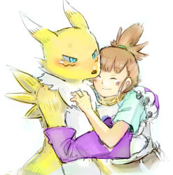 Rule 34 | belt, broken heart, digimon, digimon (creature), digimon tamers, fluffy, fox girl, fox tail, furry, furry female, hair ornament, hairpin, heart, long hair, makino ruki, ponytail, renamon, tail