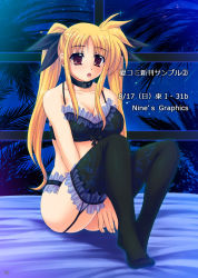Rule 34 | 00s, blonde hair, bra, breasts, collar, fate testarossa, frilled thighhighs, frills, garter straps, genshi, large breasts, lingerie, lyrical nanoha, mahou shoujo lyrical nanoha, mahou shoujo lyrical nanoha strikers, non-web source, red eyes, slave, solo, thighhighs, twintails, underwear