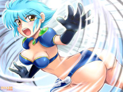 Rule 34 | ass, blue hair, dha, gloves, loincloth, ocarina (violinist of hameln), solo, violinist of hameln, wings, yellow eyes