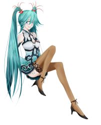 Rule 34 | 1girl, aqua eyes, aqua hair, bad id, bad pixiv id, china dress, chinese clothes, dress, hatsune miku, high heels, highres, long hair, mono (shootingstar-hitomi), project diva, project diva (series), project diva f, shoes, solo, thighhighs, twintails, vocaloid, world&#039;s end dancehall (vocaloid)