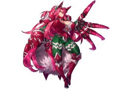 Rule 34 | 1girl, armor, breasts, claws, cleavage, cleavage cutout, closed mouth, clothing cutout, feet, female focus, full body, game cg, groin, hand up, headgear, high ponytail, huge breasts, knees apart feet together, legs, long hair, looking at viewer, melon22, original, pink eyes, pink hair, ponytail, smile, solo, standing, thick thighs, thighs, transparent background, underboob, underboob cutout