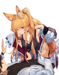 Rule 34 | 1boy, 1girl, absurdres, animal ears, artist request, blonde hair, commission, dungeon and fighter, fox ears, highres, huge filesize, ellin meiji, original, red eyes, source request