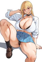 Rule 34 | 1girl, abs, absurdres, blonde hair, breasts, cromwellb, highres, huge breasts, kitagawa marin, long hair, muscular, muscular female, solo, sono bisque doll wa koi wo suru