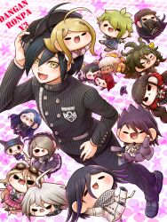 Rule 34 | 6+boys, 6+girls, ahoge, akamatsu kaede, amami rantaro, android, antenna hair, arm belt, arm up, armband, arms behind head, bandaged hand, bandages, barbed wire, baseball cap, bead bracelet, beads, beanie, belt, belt buckle, black belt, black choker, black corset, black dress, black eyes, black footwear, black gloves, black hair, black hat, black jacket, black mask, black pansy, black pants, black sailor collar, black scarf, black skirt, black socks, black wristband, blazer, blonde hair, blue gemstone, blue hair, blue pants, blue serafuku, blue shirt, blue skirt, blunt ends, bob cut, boots, bow, bowtie, bracelet, breasts, brooch, brown-framed eyewear, brown footwear, brown hair, brown jacket, brown pants, brown suit, buckle, bug, butterfly, buttons, chabashira tenko, chain, checkered clothes, checkered scarf, chibi, chibi on head, choker, cigarette, coat, coat partially removed, collared jacket, collared shirt, colored tips, commentary request, copyright name, corset, covered mouth, crossed legs, cuffs, danganronpa (series), danganronpa v3: killing harmony, dark-skinned female, dark skin, double-breasted, dress, ear piercing, earrings, everyone, eyelashes, facial hair, fake horns, floral print, formal, fortissimo, frilled dress, frilled shirt collar, frilled skirt, frilled sleeves, frills, full body, gakuran, gem, gem hair ornament, gloves, goatee, goggles, goggles on head, gokuhara gonta, green bow, green hair, green hat, green jacket, green necktie, green pants, grey footwear, grey hair, grey hairband, hair between eyes, hair bow, hair ornament, hair over one eye, hair scrunchie, hairband, hand on headwear, hand on own chin, hand on own elbow, happy, harukawa maki, hat, hat loss, high collar, highres, holding, holding cigarette, horned headwear, horns, hoshi ryoma, insect, insect cage, iruma miu, jacket, jewelry, k1-b0, kneehighs, lace, lace-trimmed dress, lace-trimmed hairband, lace trim, large breasts, layered sleeves, leather, leather jacket, light blush, long dress, long hair, long skirt, long sleeves, looking at viewer, low twintails, mask, messy hair, miniskirt, mole, mole under eye, momota kaito, mouth mask, multicolored buttons, multicolored hair, multiple belts, multiple boys, multiple girls, multiple hair bows, multiple piercings, musical note, musical note hair ornament, necklace, necktie, nervous sweating, o-ring, o-ring belt, oma kokichi, on head, open belt, open clothes, open jacket, open mouth, orange necktie, own hands together, pale skin, pants, peaked cap, pendant, piercing, pink background, pink serafuku, pink skirt, pink vest, pinstripe pants, pinstripe pattern, plaid, plaid skirt, pleated skirt, pocket, polka dot, polka dot background, polka dot bowtie, purple coat, purple footwear, purple hair, purple hairband, purple necktie, purple pants, red armband, red hair, red scrunchie, red shirt, red thighhighs, round eyewear, saihara shuichi, sailor collar, scarf, school uniform, scrunchie, serafuku, shackles, shell, shell necklace, shinguji korekiyo, shirogane tsumugi, shirt, shoes, short hair, sidelocks, simple background, single ankle cuff, skirt, skirt set, sleeveless, sleeveless dress, sleeves past elbows, sleeves past wrists, slippers, smile, socks, solid oval eyes, space print, spider web print, spike piercing, spiked hair, standing, star (symbol), star print, starry background, starry sky print, straight hair, striped clothes, striped pants, striped shirt, stud earrings, suit, sweat, thigh belt, thigh strap, thighhighs, tojo kirumi, torn clothes, torn jacket, triangle mouth, twintails, two-sided coat, two-sided fabric, two-tone pants, two-tone scarf, unmoving pattern, v-neck, v-shaped eyebrows, very long hair, vest, wavy mouth, white belt, white bow, white bowtie, white bracelet, white eyes, white hair, white jacket, white pants, white sailor collar, white scarf, white shirt, white socks, white undershirt, wide sleeves, witch hat, yellow butterfly, yellow eyes, yellow raincoat, yonaga angie, yumaru (marumarumaru), yumeno himiko, zipper, zipper pull tab