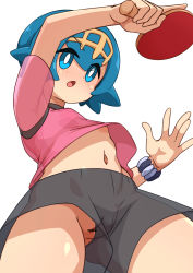Rule 34 | 1girl, blue eyes, blue hair, blush, breasts, censored, cleft of venus, creatures (company), game freak, hairband, kevin.g.tuck, lana (pokemon), nintendo, nipples, open mouth, pink shirt, pokemon, pokemon (anime), pokemon sm066, pokemon sm (anime), pussy, see-through, shirt, short hair, short sleeves, small breasts, sweat
