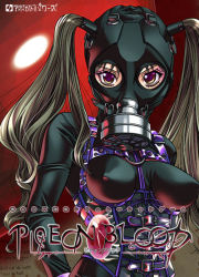 Rule 34 | 1girl, brown hair, covered erect nipples, gas mask, gimpgear, gimpsuit, latex, mask, pigeon blood, solo, twintails, yellow eyes, yoshizawa tomoaki