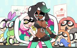 Rule 34 | :p, aqua eyes, aqua pantyhose, artist request, black hair, blonde hair, blue eyes, blue hair, breasts, clothes pull, colored nipples, grabbing, grabbing another&#039;s breast, gradient hair, green eyes, green hair, green nipples, grey eyes, grey hair, highres, large breasts, marina (splatoon), multicolored hair, nintendo, nipples, octoling, one breast out, orange eyes, orange hair, pantyhose, pearl (splatoon), pink eyes, pink hair, pink pantyhose, red eyes, red hair, shorts, shorts pull, splatoon (series), splatoon 2, tagme, tentacle hair, tongue, tongue out, undressing, white hair, yellow eyes, yuri, zipper pull tab