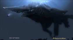 Rule 34 | artist request, bioluminescence, concept art, epic, extradimensional being, giant, giant monster, glowing, kaijuu, knifehead, legendary pictures, monster, neon trim, ocean, official art, pacific rim, sea monster, submarine, watercraft