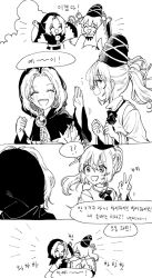 Rule 34 | 2girls, 4koma, :d, ?, ??, ^ ^, bad id, bad twitter id, closed eyes, cloud, comic, commentary request, closed eyes, greyscale, hat, high five, highres, hood, jewelry, korean text, kumoi ichirin, misha (hoongju), monochrome, mononobe no futo, multiple girls, necklace, open mouth, ponytail, ring, smile, tate eboshi, touhou, v