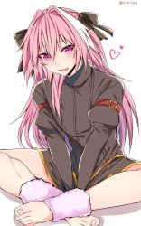 Rule 34 | 1boy, astolfo (fate), blush, fate/apocrypha, fate/grand order, fate (series), hair down, highres, long hair, looking at viewer, male focus, open mouth, pink hair, shisei (kyuushoku banchou), smile, solo, trap