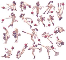 Rule 34 | 1girl, ass, backless outfit, breasts, brown hair, cleavage, hand fan, fatal fury, king of fighters xiii, legs, long hair, ninja, pixel art, ponytail, shiranui mai, snk, solo, the king of fighters, the king of fighters xiii, thighs, thong