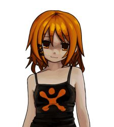 1girl black_camisole camisole flat_chest highres medium_hair orange_eyes orange_hair original smile solo upper_body zoolpal