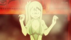 Rule 34 | 1girl, animated, animated gif, blonde hair, blush, breasts, cleavage, covering privates, covering breasts, dissolving clothes, fairy tail, humiliation, large breasts, long hair, lucy heartfilia, side ponytail, solo, steam, torn clothes, upper body, wardrobe malfunction