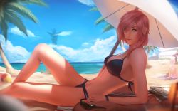 Rule 34 | 10s, 2girls, ball, beach, beach towel, beach umbrella, beachball, bikini, bikini top only, blue eyes, breasts, cleavage, collaboration, commission, day, final fantasy, final fantasy xiii, glasses, highres, lightning farron, looking at viewer, multiple girls, navel, navel piercing, outdoors, palm tree, piercing, pink hair, raikoart, reclining, revision, serah farron, shade, siblings, sisters, sitting, solo focus, square enix, stomach, sunglasses, swimsuit, towel, tree, tsuaii, umbrella, water