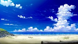 Rule 34 | beach, blue sky, cloud, cloudy sky, commentary request, day, horizon, mituura, no humans, ocean, original, outdoors, sand, scenery, sky, summer