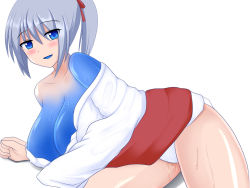 Rule 34 | breasts, cleavage, japanese clothes, monster girl, ponytail, rethnick, slime girl, smile, sura shrine maiden