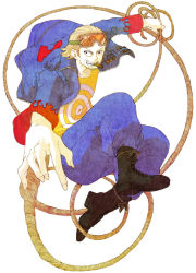 Rule 34 | 1boy, blonde hair, cigar, enies lobby, goggles, goggles on head, male focus, one piece, paulie, rope, smoking, solo