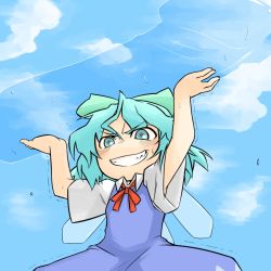 Rule 34 | 1girl, bad id, bad pixiv id, blue eyes, blue hair, bow, cirno, dildo, grin, ice, matching hair/eyes, ogihara mach, penis, sex toy, shoot the bullet, smile, solo, touhou, when you see it, wings, you gonna get raped