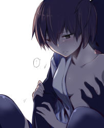 Rule 34 | 10s, 1girl, arm grab, blush, grabbing another&#039;s breast, breasts, brown eyes, brown hair, collarbone, grabbing, kaga (kancolle), kantai collection, licking, long hair, nipples, off shoulder, saliva, side ponytail, solo focus, sue (mm-7th), thighhighs, tongue