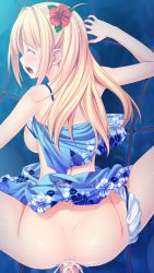 Rule 34 | 10s, 1girl, absurdres, blonde hair, blush, breasts, censored, closed eyes, flower, game cg, hair flower, hair ornament, highres, kagurazaka namine, koutaro, long hair, mosaic censoring, open mouth, ornament, penis, protagonist (tropical vacation), sex, tropical kiss, tropical vacation, twinkle (company)
