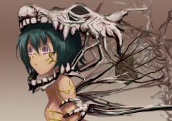 Rule 34 | :o, artist request, character request, copyright request, fantasy, green hair, monster, nude, pink eyes, short hair, skeleton, source request, surprised, what